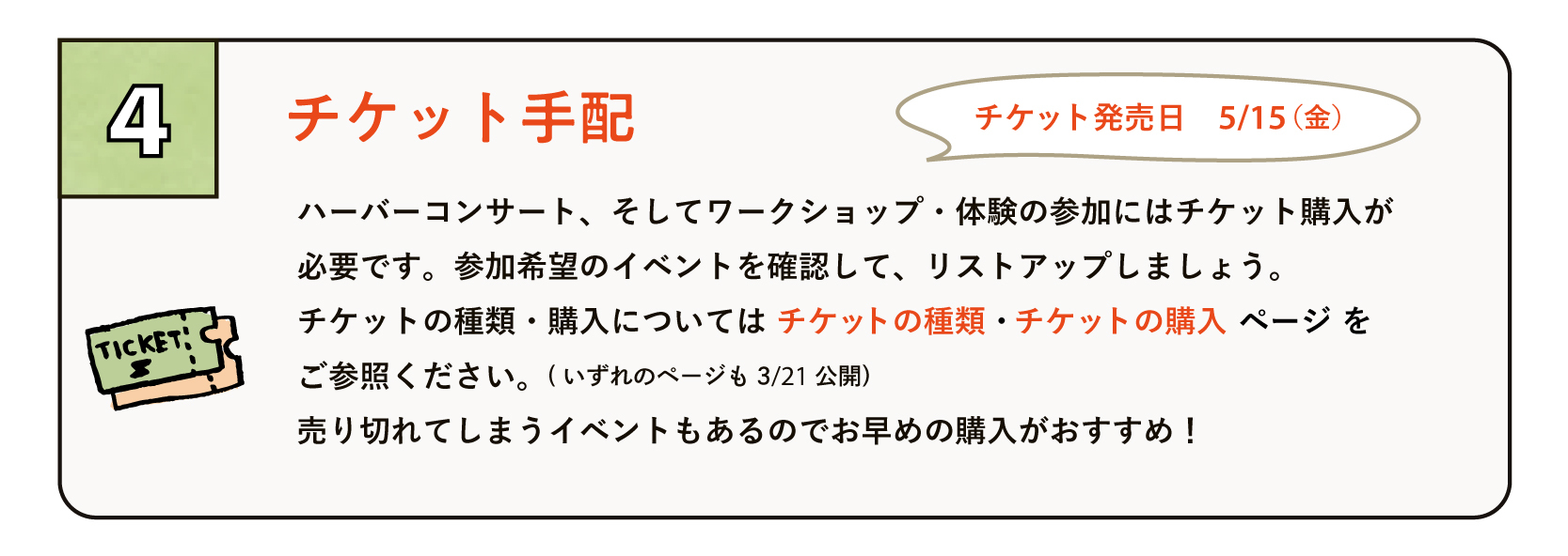 4、チケット手配